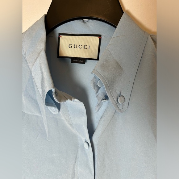 Gucci silk top - blue - medium - Picture 4 of 8